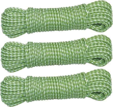 AMIG Paracord touw - 3x - 10 meter - D4mm - 100kg - PP/PE - lichtgroen/wit