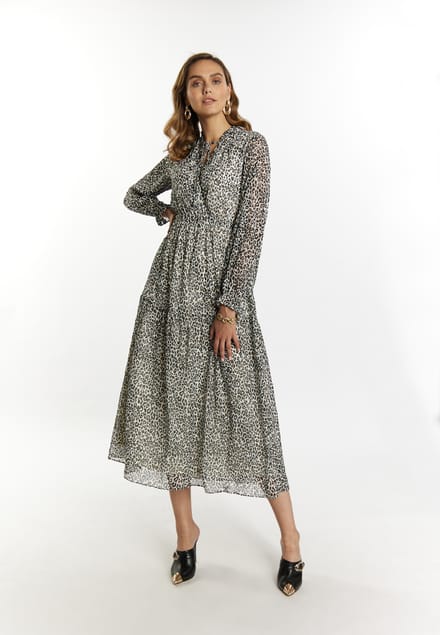 Faina Maxi-jurk met luipaardprint Dames Wit Veelkleurig