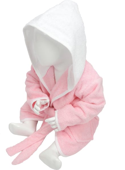 ARTG® Babiezz - Baby Badjas met Capuchon -  Lichtroze - Wit  - Maat  80-92