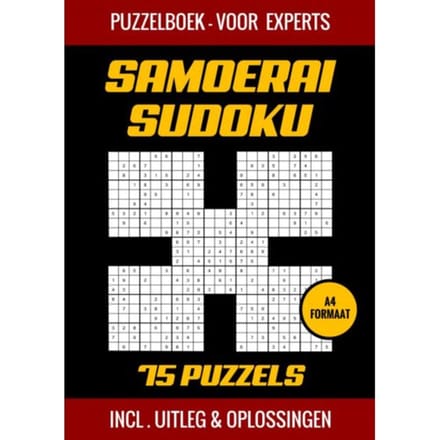 Samoerai Sudoku - Puzzelboek Voor Experts - 75 Puzzels - Puzzelboek Shop