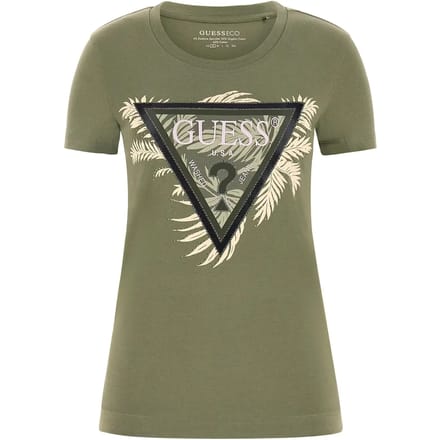 GUESS Cn Ss Triangle Palm Lichen Leaf Green Größe: XS | Hemden Outlet | Damen | Grün