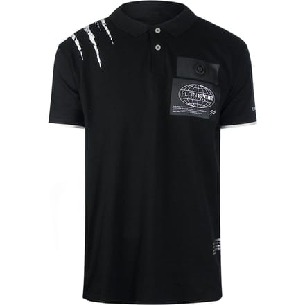 Plein Sport Scratched Shoulder Zwart Poloshirt