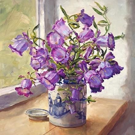 Dubbele kaart met env. Campanula 15x15cm