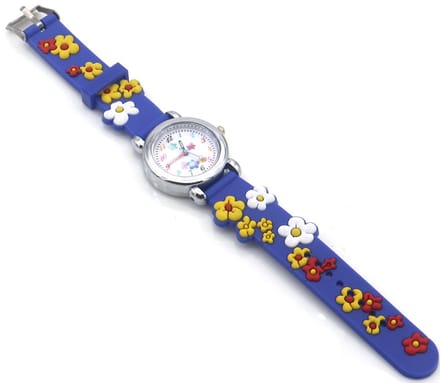 Kinderhorloge - quartz - bloemen - blauw