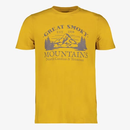 Unsigned heren T-shirt met opdruk van bergen geel - Maat XL