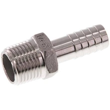 R 1/2'' Buitendraad x 13mm RVS Slangpilaar 16 Bar