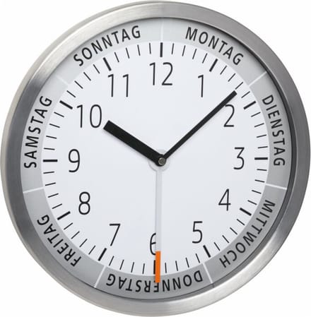 TFA Dostmann 60.3044.02 - Wandklok - Quartz - Aluminium - Glas - Zilverkleurig - Wit