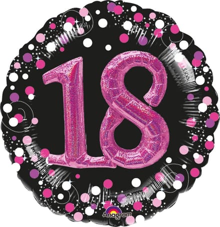 Ballon “Sparkling Pink 18” Folie Ballon 91 x 91 cm