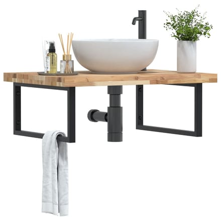 vidaXL - Badkamer - wandschap - staal - en - massief - acaciahout