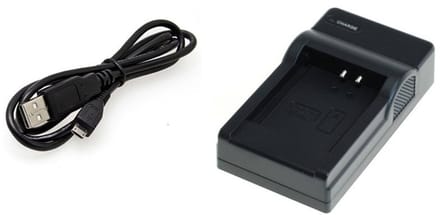 OneOne lader voor camera accu met 0,50m kabel. Oplader adapter past op Nikon D40, D40x, D60, D3000, D5000