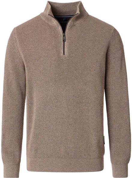 Casa Moda - Half zip trui - Heren - XL - Beige - Katoen - 454539200