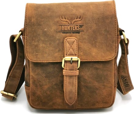 Hunters Leren Crossbody tas Buffelleer H 20cm x B 17,5cm