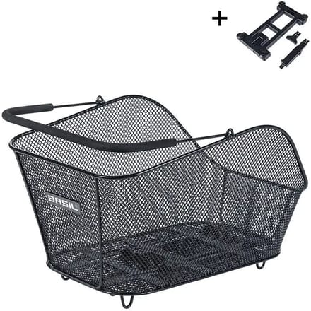 Basil Icon M MIK Fietsmand - Achter - Staal - Zwart - Medium- Comfortabele handgreep-
