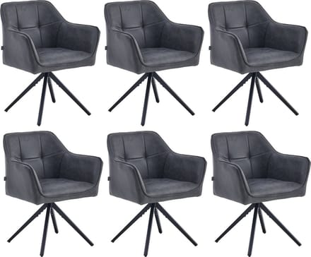 Colenis® - Pearl Eetkamerstoel - Set Van 6 - Antraciet - Microfiber Stof - Microvezel - Industrieel
