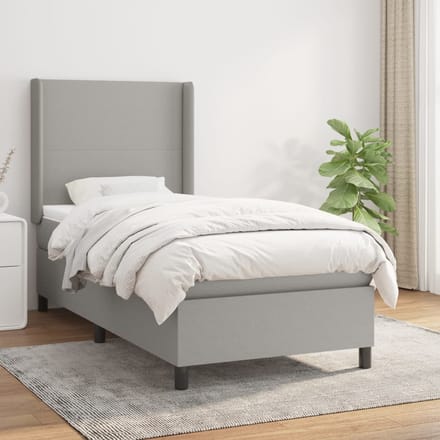 vidaXL - Boxspring - met - matras - stof - lichtgrijs - 90x200 - cm