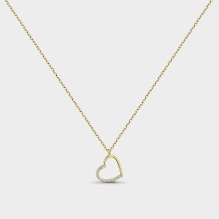 Gouden hart collier met witte zirkonen