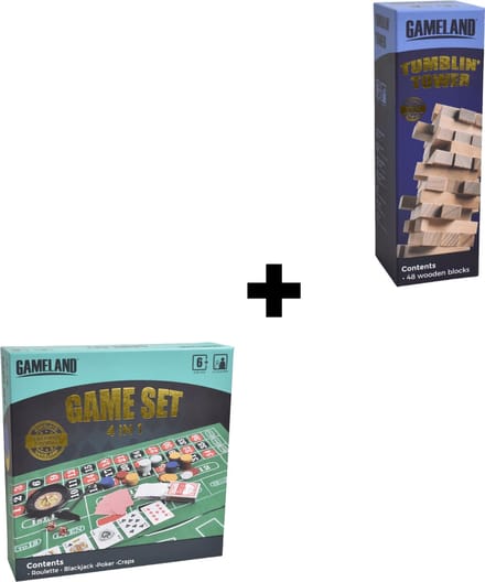 Combi Set Tumblin' Tower / 4 in 1 Casino Set