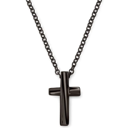Gunmetal Curvy kruis ketting