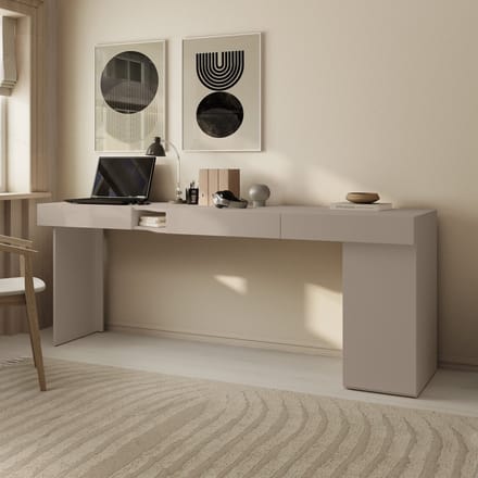 Meubella - Whenua 2 - Bureau rechts - Beige - 211x55x79 cm