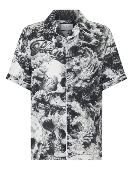 Linen Bowling Shirt All-Over Ceramic