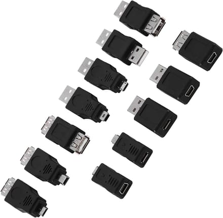 USB Adapters Set - Converter Set - Apparaat Verbinden - 12 Delige Set - USB 2.0 - Zwart