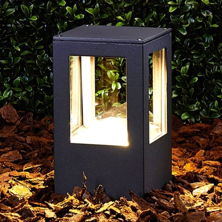Lucande LED sokkellamp Nicola, 20 cm, antraciet, IP54