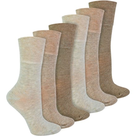 IOMI - Set van 6 bamboesokken voor diabeten voor dames - Beige