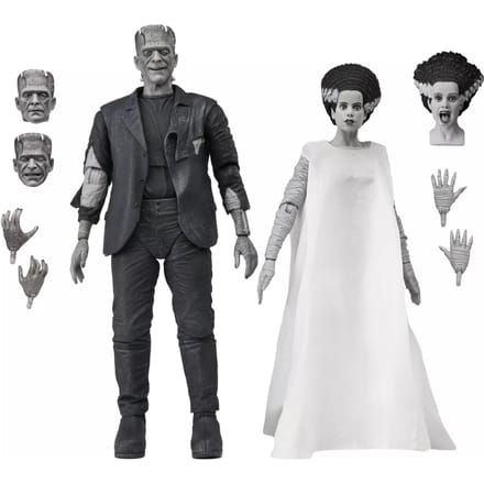 NECA Universal Monsters Bride Of Frankenstein Monster And His Mate 2-Pack 7 Inch Scale Action Figure (B/W Version)