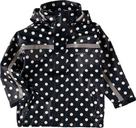 BMS Kinderregenjas Softskin Bottle Jacket Navy met witte stippen