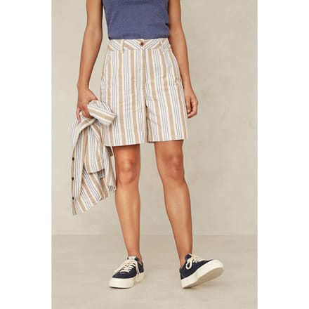 Kings Of Indigo Bangja Ecru Hemp Stripe Maat: 25 | Korte Broeken Outlet | Dames | Ecru