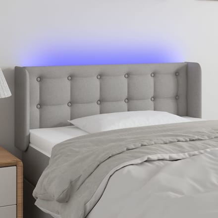 vidaXL - Hoofdbord - LED - 93x16x78/88 - cm - stof - lichtgrijs
