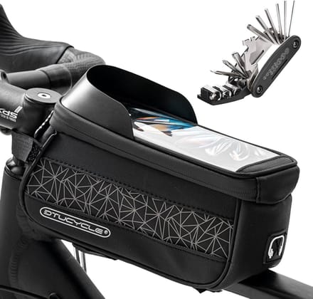 Fietstas Met Frame - Fiets Frame Tas - Veilig Opbergen - Waterdicht TPU Scherm - 2 Liter Capaciteit - Zwart