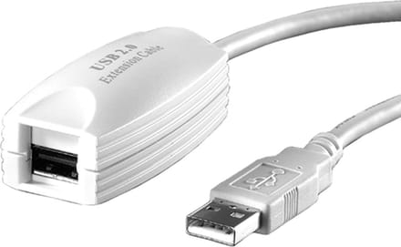 VALUE USB 2.0 verlenging, 1 poort, wit, 5 m