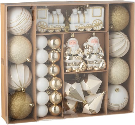 J-Line kerstbal - kunststof - groen/wit - doos van 55