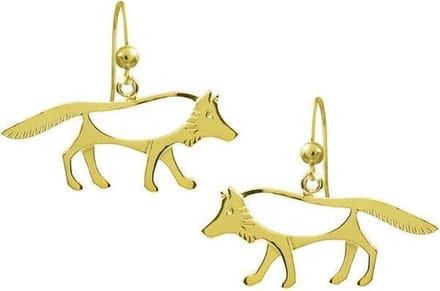 Oorbellen, hang, Gouden wolf