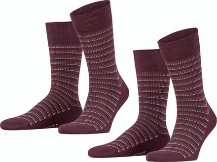 Esprit Piqué Stripe 2-Pack Heren Sokken - Red - Maat 43-46