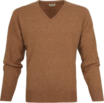 William Lockie V-Hals Lamswol Driftwood - Maat M - Heren - Pullovers