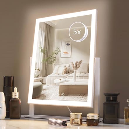 Verlichte make-upspiegel met 3 kleurverlichting en 5x vergroting