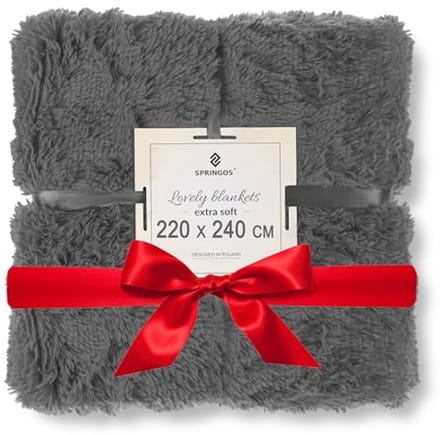 Pluche Deken en Plaid 220x240 cm - Donkergrijs Woonaccessoire