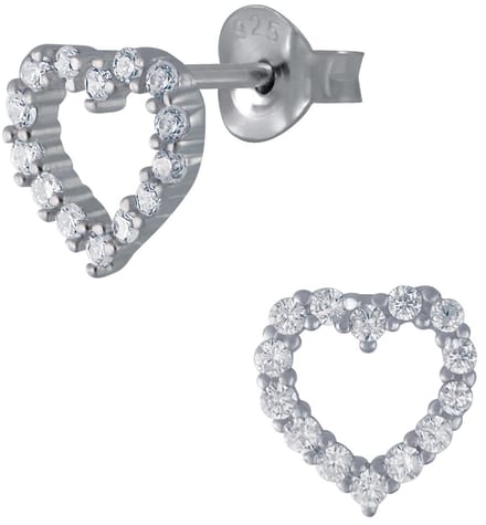 Joy|S - Zilveren classic hartje oorbellen - 10 mm - zirkonia - gehodineerd