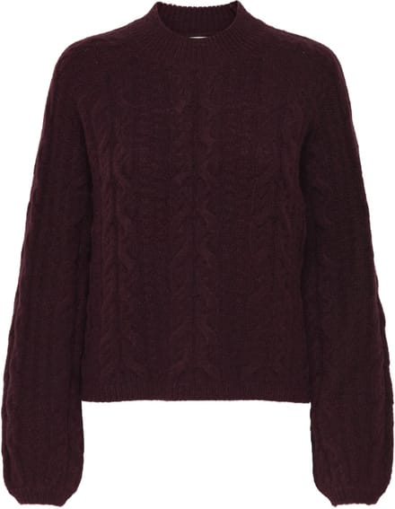 Jacqueline de Yong Trui Jdysilja L/s Hn Cable Pullover Knt 15321106 Maroon Banner/melange Dames Maat - XXL