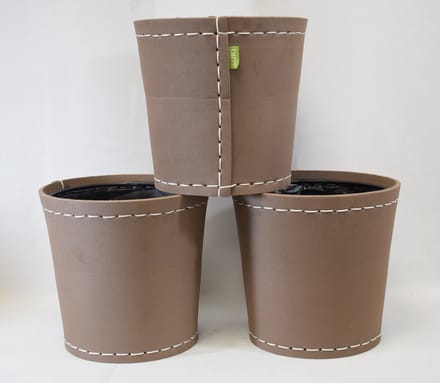 Suki - 3 stuks - bloempot bruin - rubber - waterdicht - H17 x Ø 18 cm