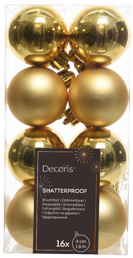 Decoris kerstballen – 16 stuks – kunststof - 4cm