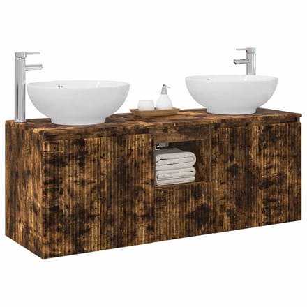 vidaXL - Badkamerkast - set - 3 - st - Gerookt - eiken - 49,5 - x - 44,5 - x - 65 - cm