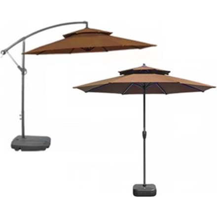 3 Meter Dubbel Top Zonnescherm Paraplu Vervangingsdoek Buitenplaats Tuinparaplu brown