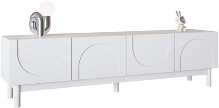 TV-Meubel - Met Golvende Deuren en Planken - Stabiele Poten - MDF - Wit