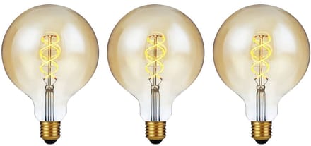 SPL E27 LED Lamp 5W 3 Staps Dimbaar - Extra Warm Wit - LED Filament G125 Globe - Amber - Vervangt 39W - 3 Stuks