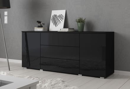 Meubella - Dressoir Pure - Zwart - 150 cm