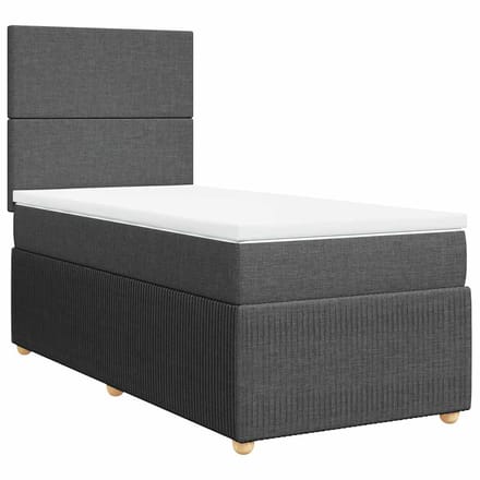 vidaXL - Boxspring - met - matras - stof - donkergrijs - 100x200 - cm