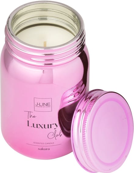 J-Line geurkaars Voorraadpot - Sakura - glas - roze - 69U